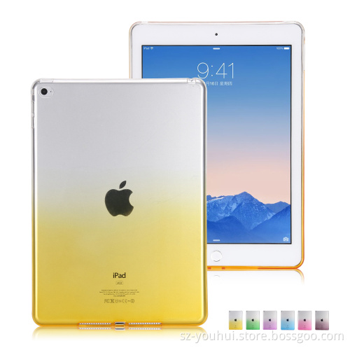 Factory Outlet Gradient Color Transparent TPU Back Cover Dust proof Clear Case for iPad Air 2